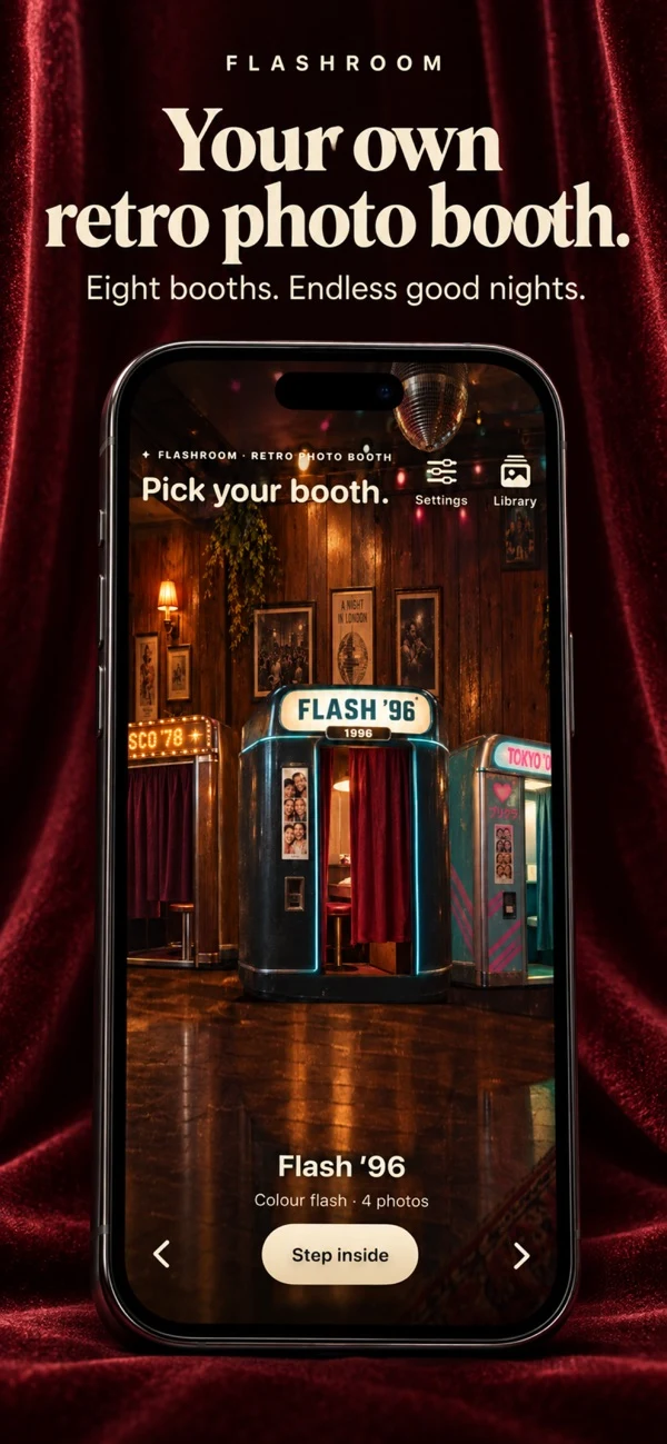 Booths in the Flashroom app
